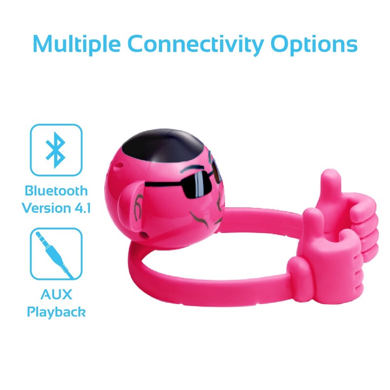 Promate Ape Bluetooth Speaker, Portable Monkey Shape Multifunction Wireless with 3.5mm Audio Jack and Thumbs-up Adjustable Flexible Smartphone Holder, Pink