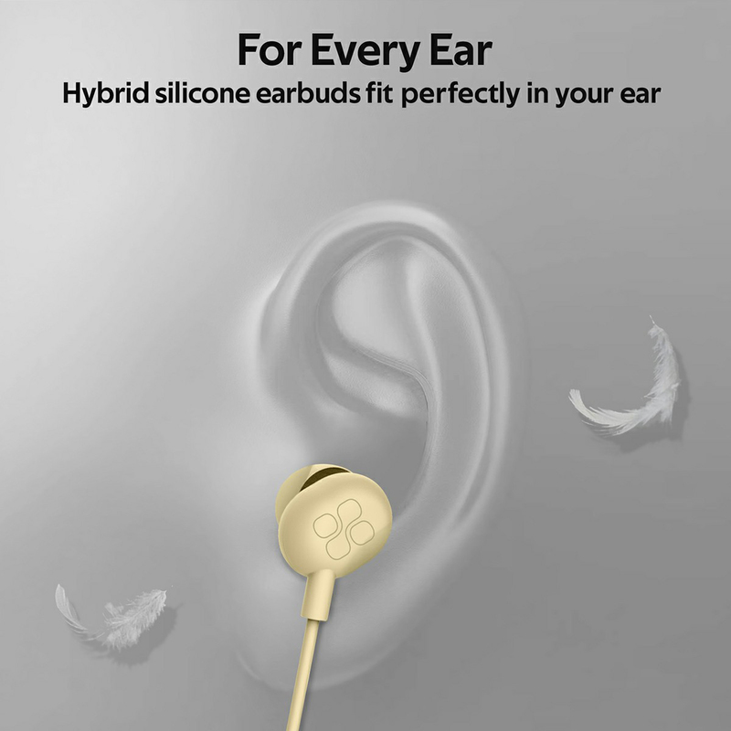 Promate Ice 3.5mm Jack In-Ear Noise Isolation Earphones with Hi-Res Built-in Mic, Yellow