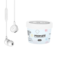 Promate Ice 3.5mm Jack In-Ear Noise Isolation Earphones with Hi-Res Built-in Mic, White