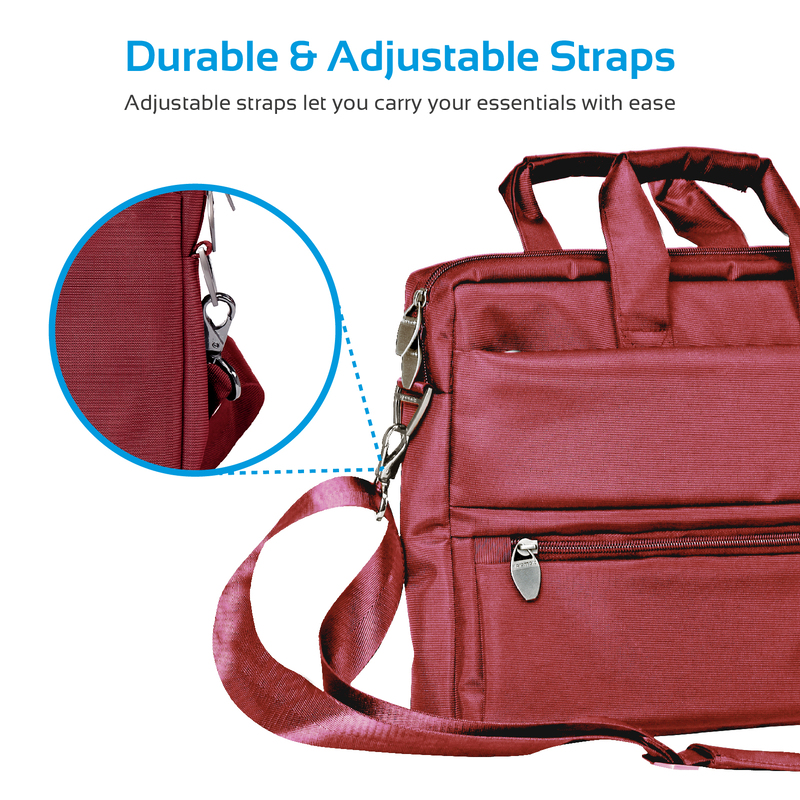 Promate Apollo-MB Messenger Bag Laptop, Multifunction Shoulder Bag with Multiple Storage Pocket, Detachable Sling and Water-Resistance for 15.6 Inch Laptops, Tablet, Red