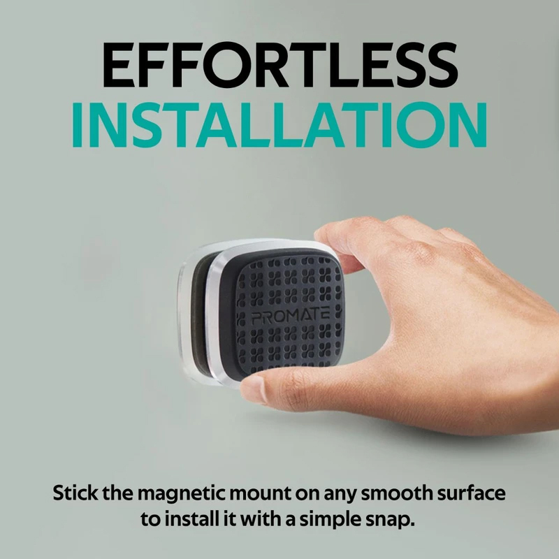 Promate Magnetto Magnetic Car Mount, Universal Slim Flat Stick-On Dashboard with 360 Degree Cradle-Free Design and Anti-Slip Surface, Silver
