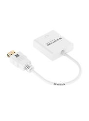 Promate Prolink-H2V VGA Converter Adapter Cable, 1080P HDMI Male to VGA Female for PC/DVD/HDTV and Laptop, White