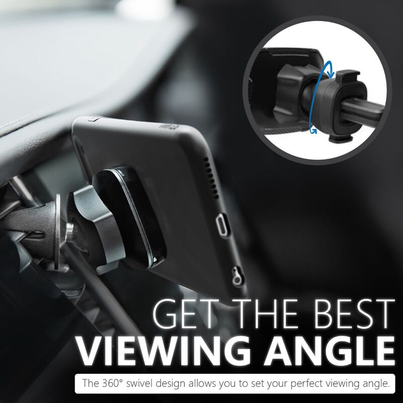 Promate AirGrip Magnetic AC Vent Car Phone Mount, Universal with Built-In 6 Strong Magnets, Anti Slip Surface and 360 Rotation Air Vent, Maroon