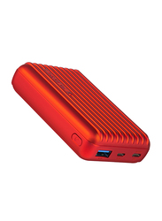 Promate 10000mAh Titan-10C Type-C Power Bank, Micro USB Input and 2.1A USB Port, Automatic Voltage Regulation for USB and Type-C Enabled Devices, Red
