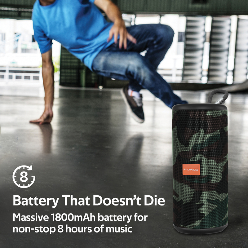 Promate Pylon Portable Bluetooth Stereo Sound Speaker, Camouflage