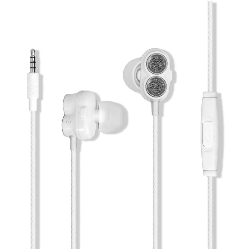 Promate Ivory In-Ear Earphones, Premium Dual-Driver Stereo Earbuds with Dual Dynamic Sound, Built-In Microphone, Anti Tangle Cords and Noise Isolation, Black