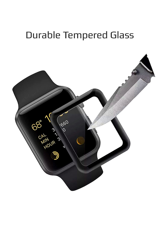 Promate Guardio-38 Screen Protector for Apple Watch 38mm Series 1/2/3, 3D Full Coverage Tempered Glass with Scratch Resistance 9H Hardness and Anti-Fingerprint, Clear