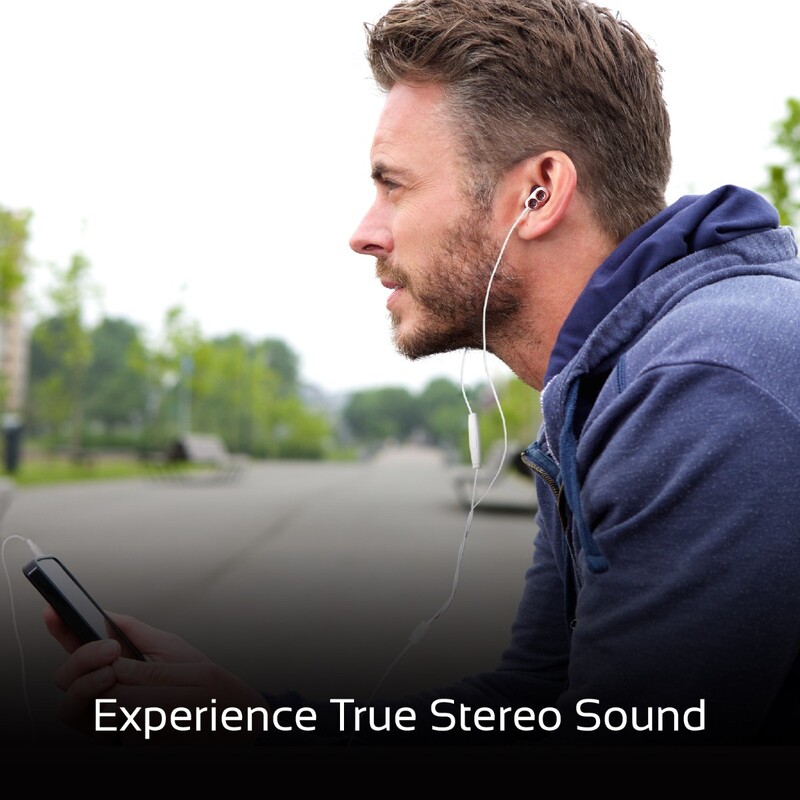 Promate Ivory In-Ear Earphones, Premium Dual-Driver Stereo Earbuds with Dual Dynamic Sound, Built-In Microphone, Anti Tangle Cords and Noise Isolation, Maroon