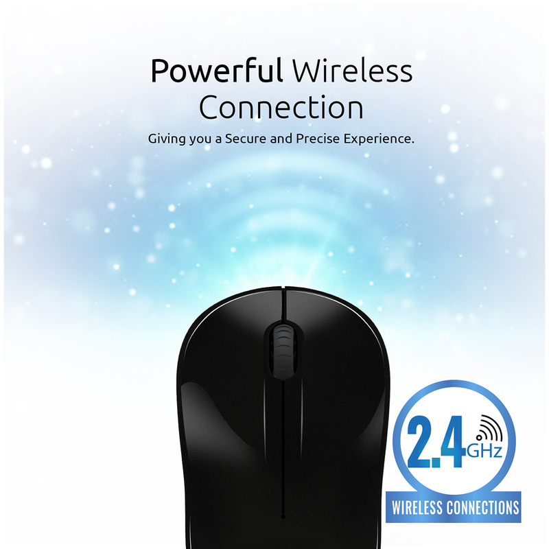 Promate CLIX-1 2.4Ghz Optical Wireless Mouse, Nano Bluetooth USB Receiver, 15 Meter Working Range, Black
