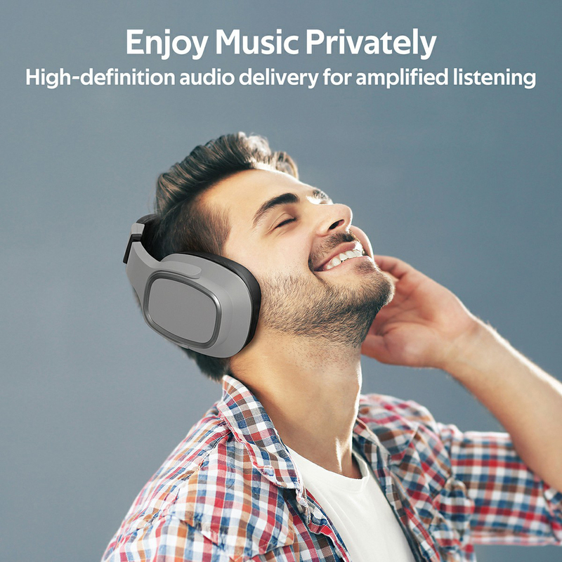 Promate Corvin Wireless 2-in-1 High Definition Over-Ear Headphones with Built-in Mic and 6W Speaker, MicroSD Card Slot, Grey