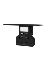 Promate 5-in 1 UK Plug Wall Mount Charging Station with Removable Shelf, Black