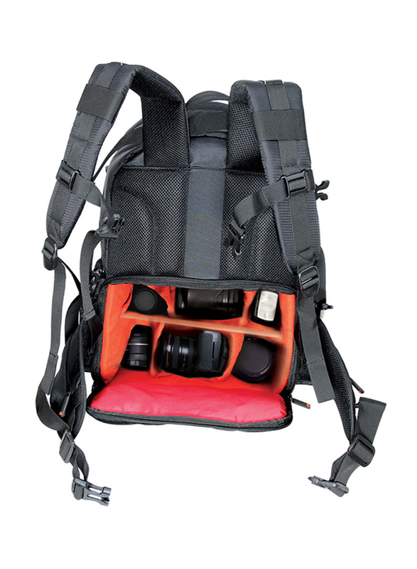 Promate AcePak Multifunctional DSLR SLR Camera and Laptop Backpack for Nikon/Canon/Sony with Water Resistance Cover, Black
