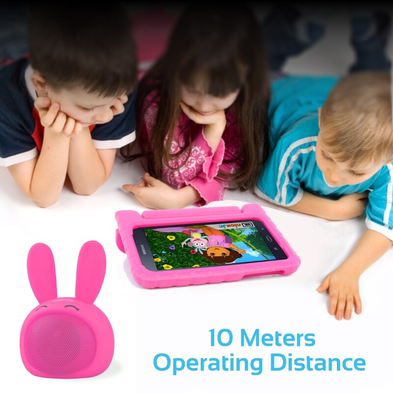 Promate Bunny Kids Bluetooth Speaker, Portable Wireless V4.1 Speaker with HD Sound Quality, Hands-Free Call Function and Cute Bunny Design, Pink
