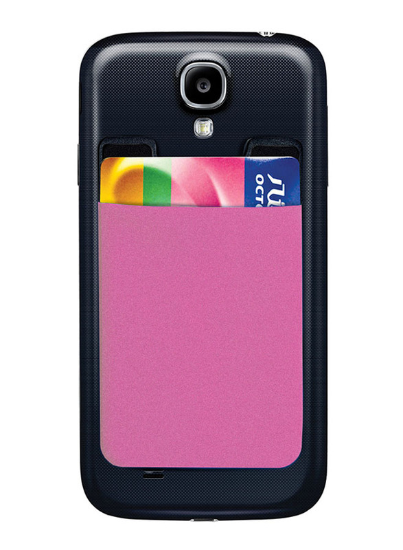 Promate Cardo Card Holder, Mobile Card Holder for Credit Metro Card Holder Pouch with 3M Rear Sticker for Apple Samsung HTC, Pink