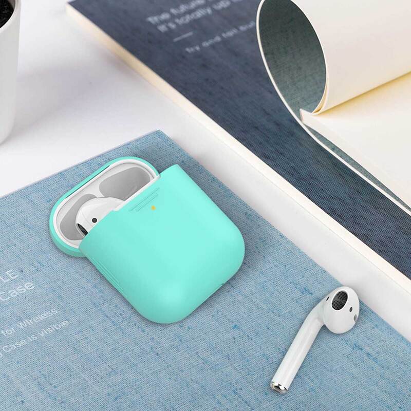 Promate AirCase Silicone Case for Apple AirPods/AirPods 2, Ultra-Lightweight Protective 360 Degree Cover with Scratch-Resistance and Wireless Charging, Green