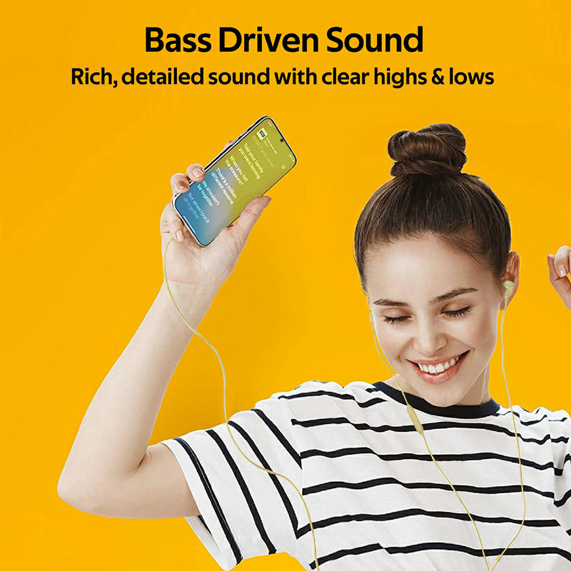 Promate Ice 3.5mm Jack In-Ear Noise Isolation Earphones with Hi-Res Built-in Mic, Yellow
