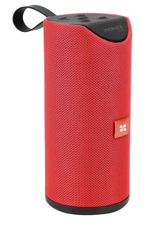 Promate Chill Portable Wireless Bluetooth v5.0 Stereo Speaker with 6W HD Sound, Built-In Mic, Micro SD Card Slot, In-Line AUX and 1200mAh Rechargeable Battery, Maroon