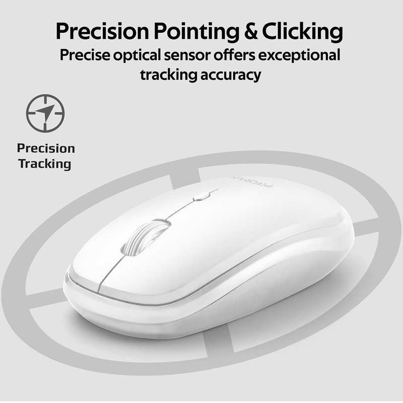 Promate 3 Adjustable DPI Levels Wireless Optical Mouse, Hover White