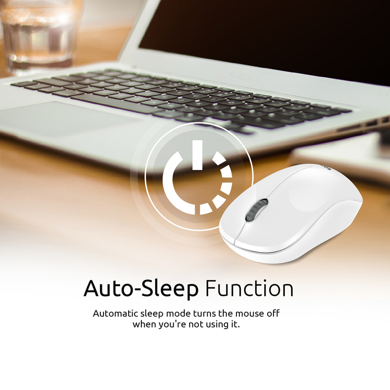 Promate CLIX-1 2.4Ghz Optical Wireless Mouse, Nano Bluetooth USB Receiver, 15 Meter Working Range, White