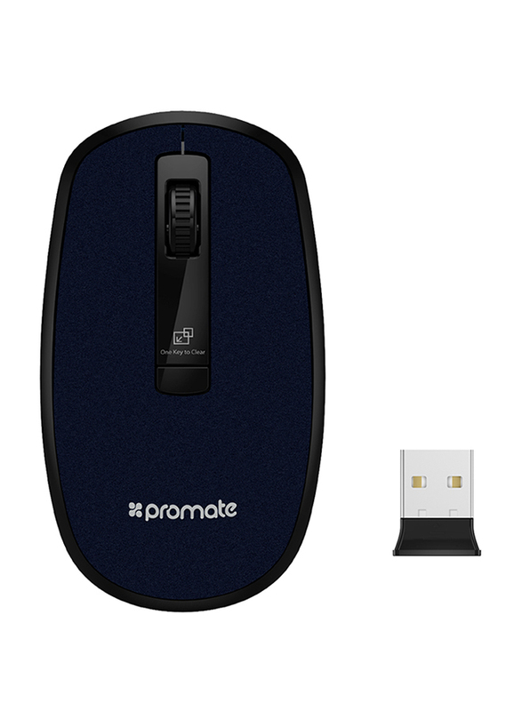 Promate CLIX-3 2.4 Ghz USB Wireless Ergonomic Mouse, Precision Scrolling for Windows Mac, Blue