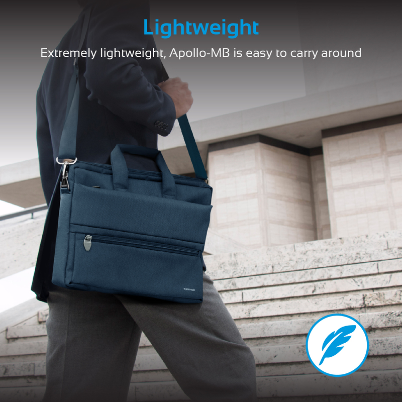 Promate Apollo-MB Messenger Bag Laptop, Multifunction Shoulder Bag with Multiple Storage Pocket, Detachable Sling and Water-Resistance for 15.6 Inch Laptops, Tablet, Blue