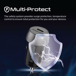 Promate 20W USB-C PD Car Charger with Heat-Resistance and Compact Design, PowerDrive-PD20, Black