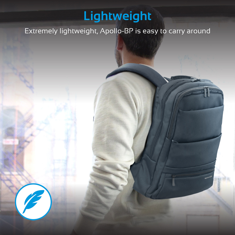Promate Apollo-BP Laptop Backpack, Slim Lightweight Dual Pocket Water Resistance with Multiple Compartment and Anti-Theft Pocket for 15.6 Inch Laptops, Tablets, Blue