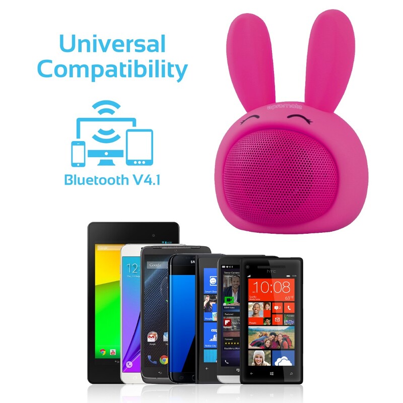 Promate Bunny Kids Bluetooth Speaker, Portable Wireless V4.1 Speaker with HD Sound Quality, Hands-Free Call Function and Cute Bunny Design, Pink