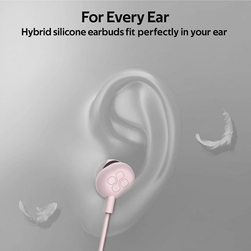 Promate Ice 3.5mm Jack In-Ear Noise Isolation Earphones with Hi-Res Built-in Mic, Pink