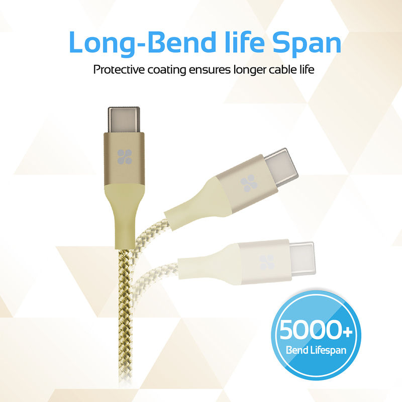 Promate 2-Meter UniLink-LTC2 Lightning Cable, High-Speed 2.4A USB Type-C Male to Lightning Cable, Sync with Android OTG Support for Apple MacBook Pro/iPhone X/8/8 Plus/Samsung Note 8/S8/S8+, Gold