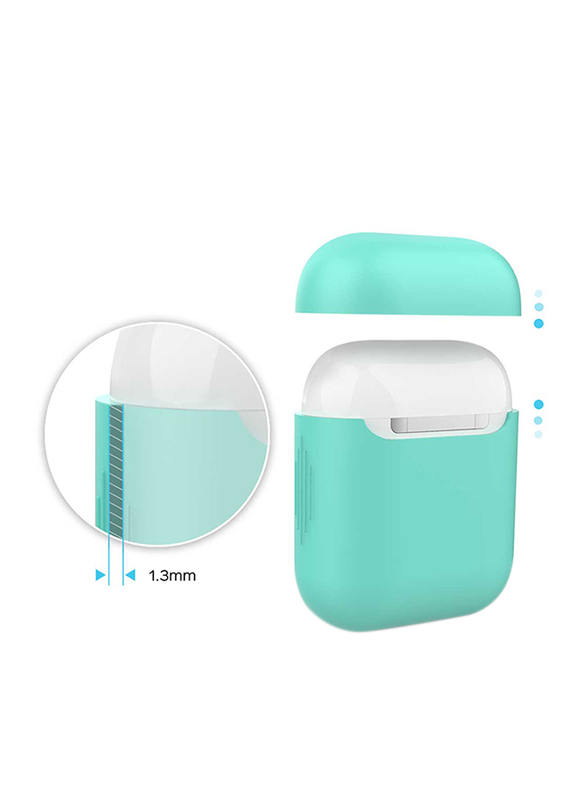 Promate AirCase Silicone Case for Apple AirPods/AirPods 2, Ultra-Lightweight Protective 360 Degree Cover with Scratch-Resistance and Wireless Charging, Green