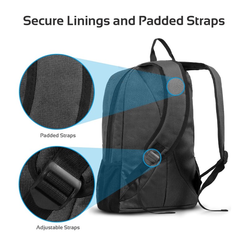 Promate Alpha-BP Travel Laptop Backpack, Lightweight Water-Resistant with Anti-Theft Secure Pockets and Adjustable Padded Strap for Men, Women, 15.6 Inch Laptop and Notebook, Black