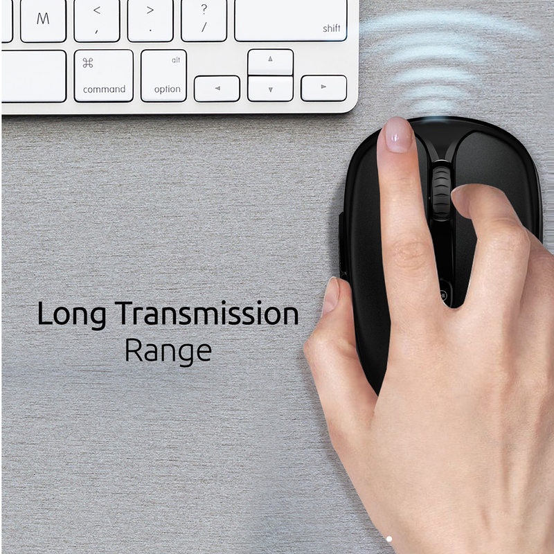 Promate CLIX-4 2.4Ghz Multimedia Wireless Optical Mouse, USB Adapter for Windows, Mac, Black