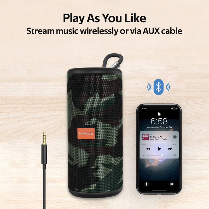 Promate Pylon Portable Bluetooth Stereo Sound Speaker, Camouflage