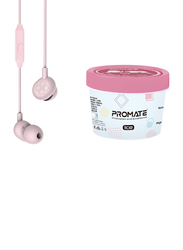 Promate Ice 3.5mm Jack In-Ear Noise Isolation Earphones with Hi-Res Built-in Mic, Pink
