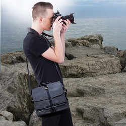 Promate Xplore-M Messenger Shoulder Case for Canon/Nikon/Sony DSLR with Tablet Pocket and Water Resistance Cover, Black