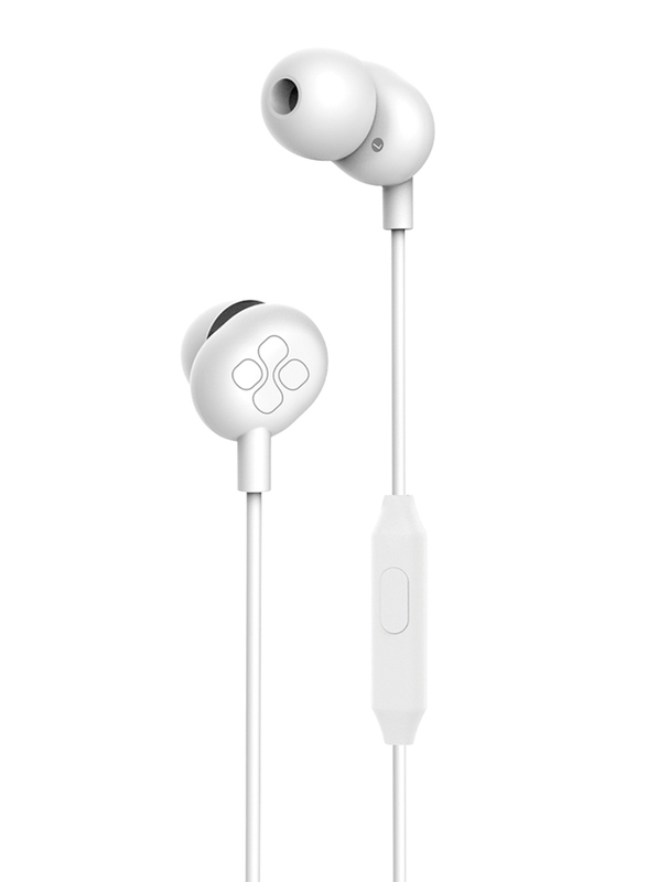 Promate Ice 3.5mm Jack In-Ear Noise Isolation Earphones with Hi-Res Built-in Mic, White