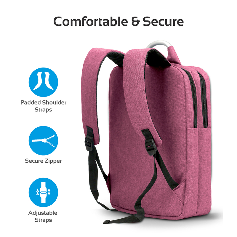 Promate Nova-BP Business Laptop Backpack, Travel Anti-Theft Slim for 15.6 Inch with Water Resistant, Secure Pockets and Adjustable Shoulder Padded Strap, Red