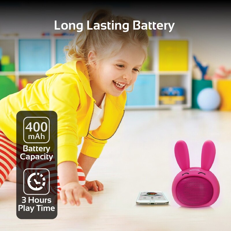 Promate Bunny Kids Bluetooth Speaker, Portable Wireless V4.1 Speaker with HD Sound Quality, Hands-Free Call Function and Cute Bunny Design, Pink
