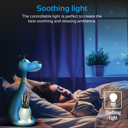 Promate Goofy Kids Night Light, Portable Pen-Holder Touch Sensitive LED Night Light, 3 Level Dimmable Reading Light, 3 Colour, Eye Safe Soothing Light for Studying/Reading/Table/Home, Blue