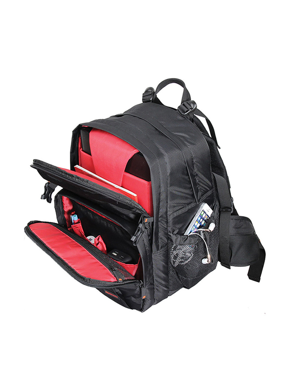 Promate AcePak Multifunctional DSLR SLR Camera and Laptop Backpack for Nikon/Canon/Sony with Water Resistance Cover, Black