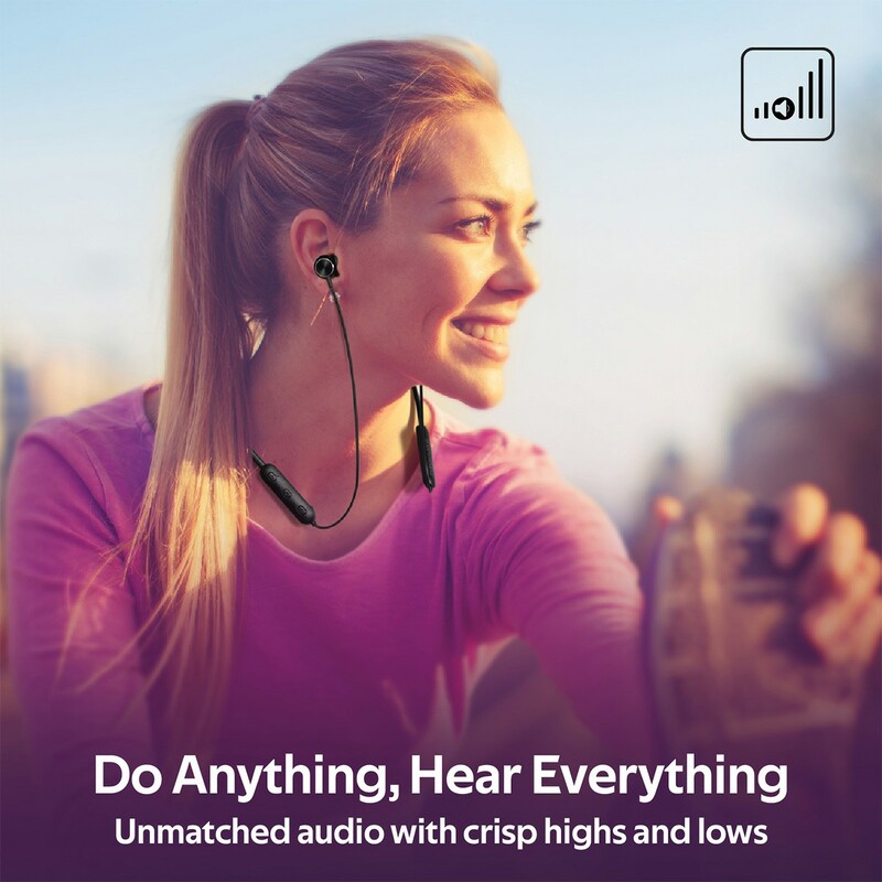 Promate Bali Bluetooth In-Ear Neckband Earphones with Built-in Hi-Res Mic, Magnetic Closure, Black