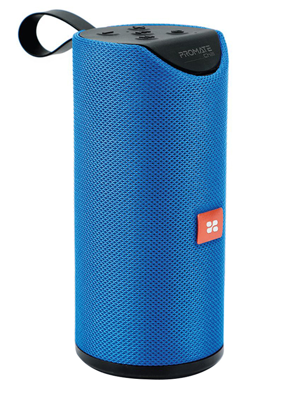 Promate Chill Portable Wireless Bluetooth v5.0 Stereo Speaker with 6W HD Sound, Built-In Mic, Micro SD Card Slot, In-Line AUX and 1200mAh Rechargeable Battery, Blue