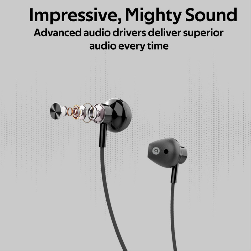 Promate Dynamic-X5 Bluetooth In-Ear Noise Isolation Neckband Sporty Earphones with Built-in Mic, IPX5 Water Resistant, Black
