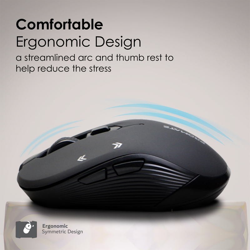 Promate EZGrip Wireless Optical Tracking Mouse with Mini USB Receiver, Black