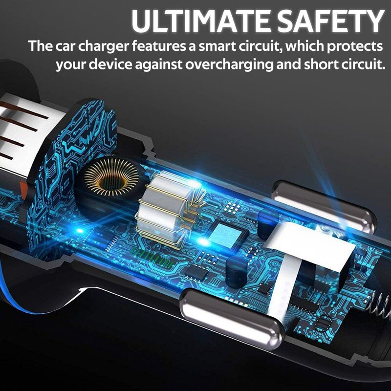 Promate VolTrip Duo 3.4A Fast Charging Car Charger, with Smart Output and Short Circuit Protection, Black