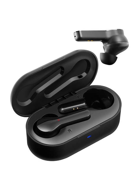 Promate TrueBlue 4 Wireless Bluetooth v5.0 In-Ear Noise Cancelling Music Earbuds with 300mAh Charging Case, Water Resistant and Built-In Mic, Black