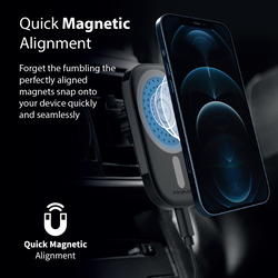 Promate Magnetic 15W Qi Wireless Car Charger with 360 Degree Rotation Phone Holder, VentMag-15W, Black