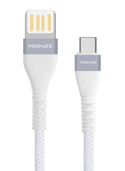 Promate 1.2-Meter VigoRay-C USB Cable, Reversible USB-A Male to USB-C, Tangle Free, High-Speed Fast Sync/Charge 2A for Samsung Galaxy Note 9/S9/S9+/S8/S8+, LG V30/V20 and Nintendo Switch, White