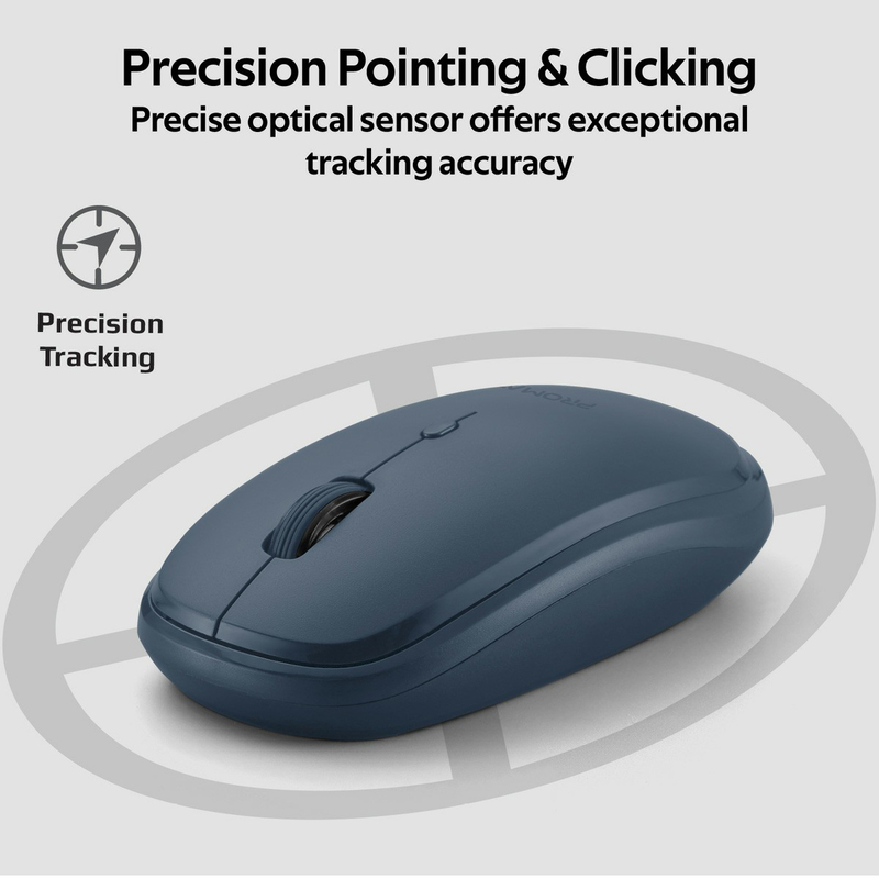Promate Hover Wireless Sleek Precision Tracking Ergonomic Optical Mouse, Blue